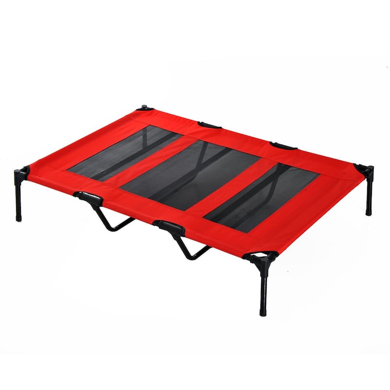 Pawhut Elevated Cooling Mesh Dog Bed Cot - 48" x 36.25" x 9" - red