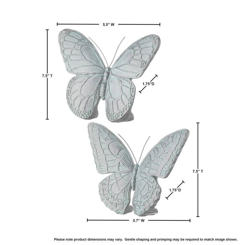 Resin 'Wood' Butterfly 7.5" Set of 2