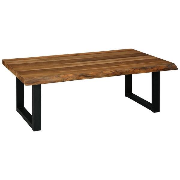 Shop Rectangular Wooden Cocktail Table With Sled Legs Brown And Black On Sale Overstock 32083922