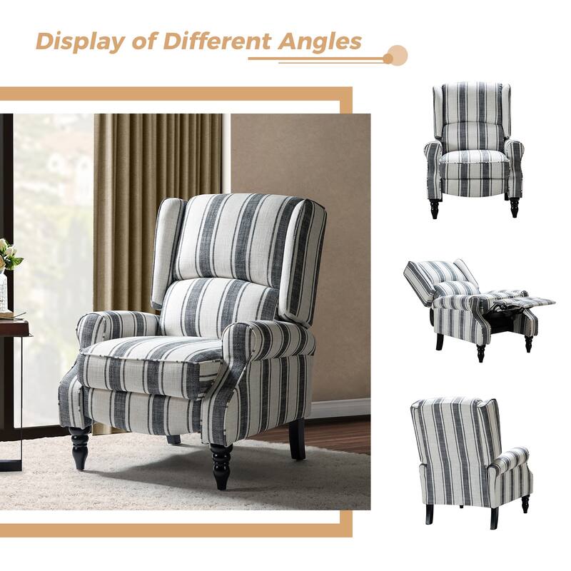 Olympus Upholstered Classic Manual Wingback Recliner with Solid Wood Legs by HULALA HOME