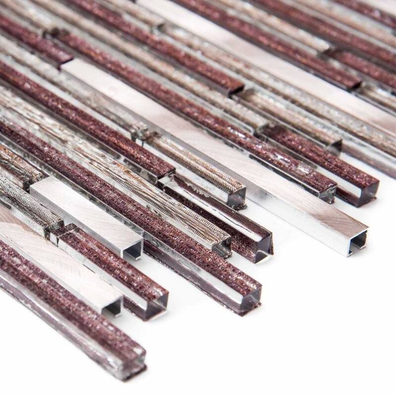 The Tile Life Cosmos Sleek 1x3 Bronze Polished Glass Mosaic Wall & Backsplash Tile