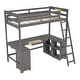 preview thumbnail 50 of 58, Solid Wood Loft Bed with Bulit-in U-Shaped Desk, 2 Drawers and Cabinet, Twin/Full Size Loft Bedframe w/ Storage Shelves & Ladder