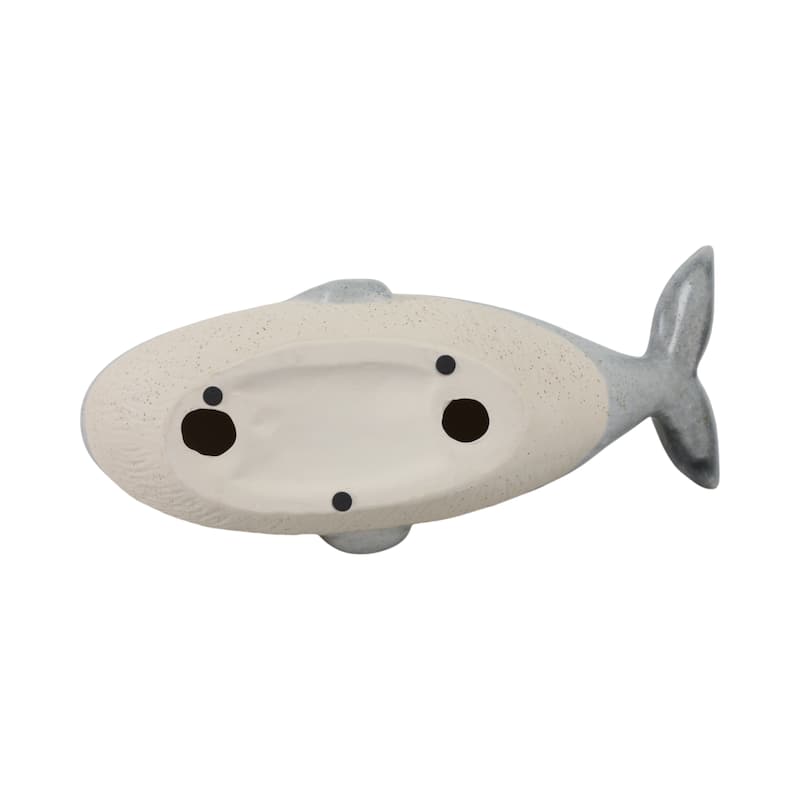 Stoneware Figurine Texture Coastal Whale Decorative Accent - 6" Blue - 14" x 6" x 6"