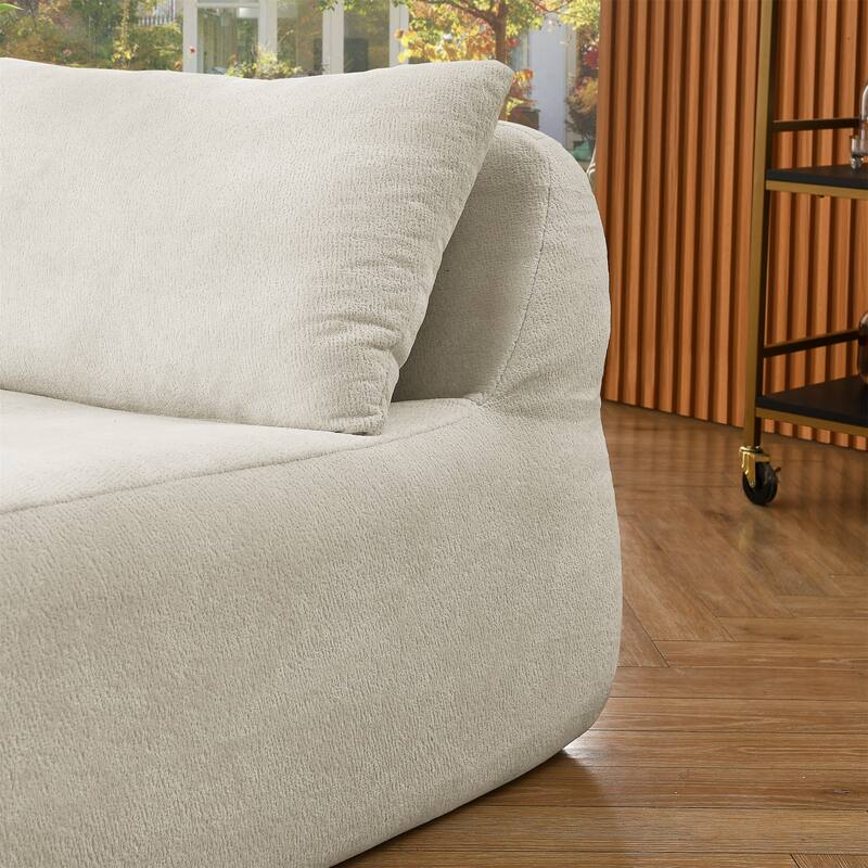 Bean Bag Chair Large Indoor Beanbag Sofa , Lazy Beanbag with waist pillow&Ottoman for Bedroom - Beige