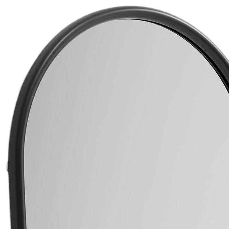 HomeRoots 71" Black Solid Wood Arch Freestanding Framed Full Length Mirror - 31.00 in. x 71.00 in. x 0.79 in.