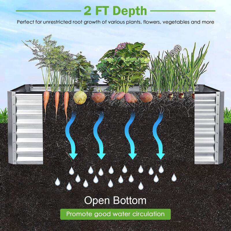 6' x 3' x 2' Raised Garden Bed Large Metal Planter Box Kit