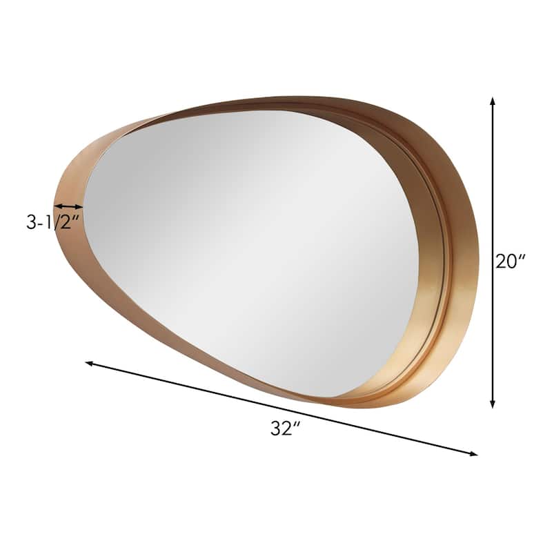 Modern Teardrop Wall Mirror with Metal Framed, 32.25" W x 19.75" H