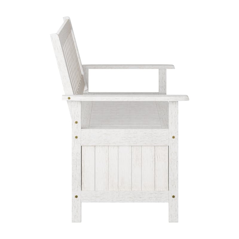 CorLiving Miramar Natural Hardwood Outdoor Storage Bench - N/A