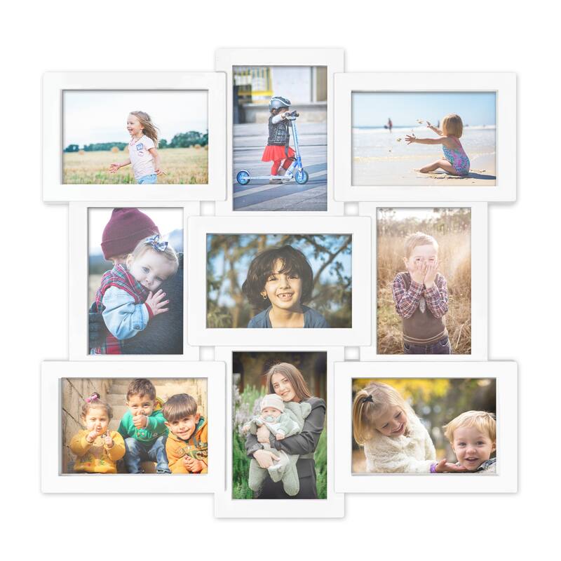 HELLO LAURA Modern 9 Opening 4x6" Wall PVC Photo Frame