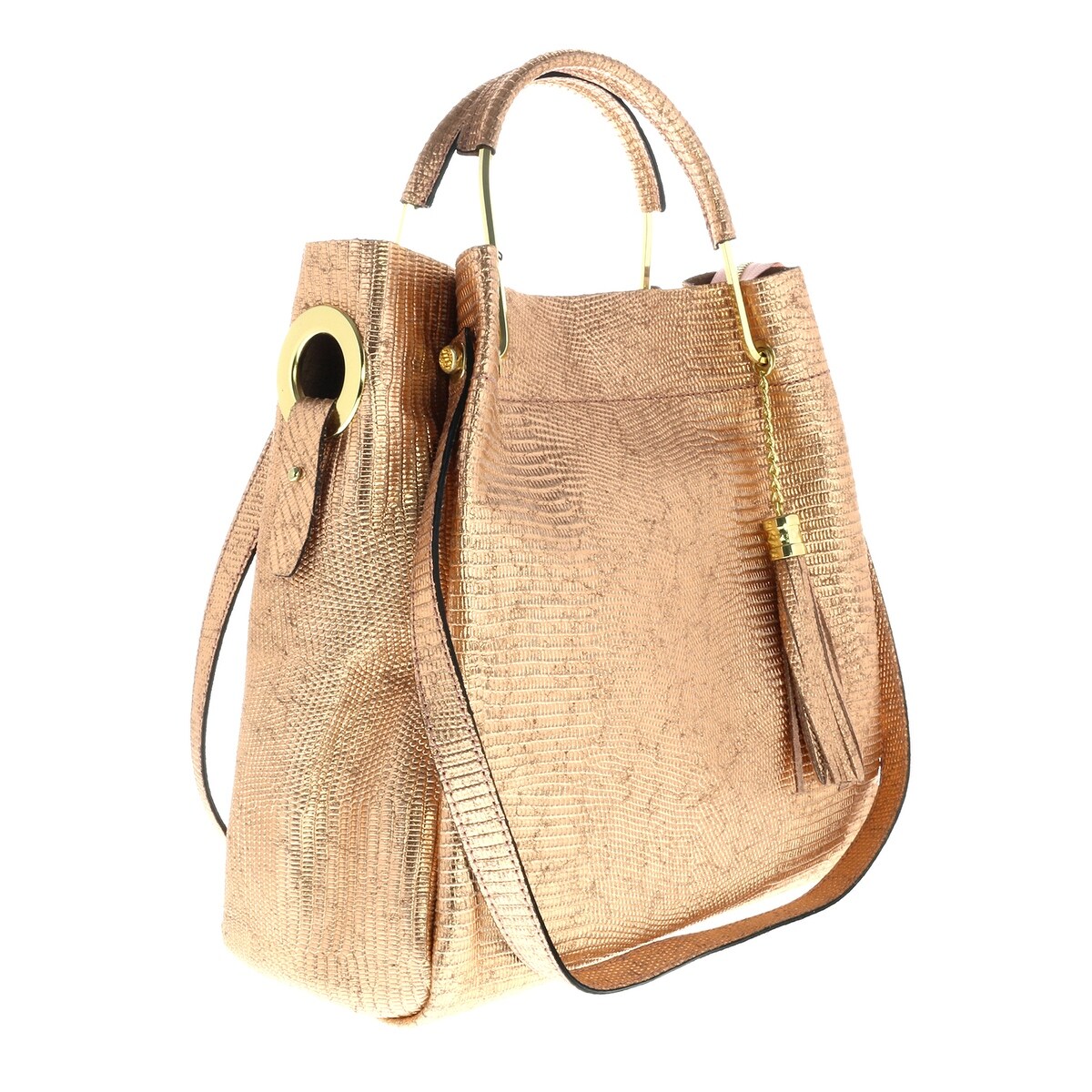 Pierre Cardin 1550 Rame Metallic Rose Gold Tote Handbags 11 1 5