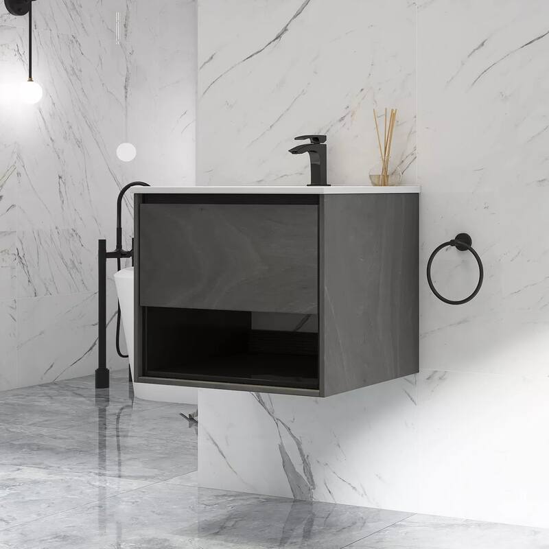 24"/30"/32"/36" Floating Bathroom Vanity Set with Ceramic Sink