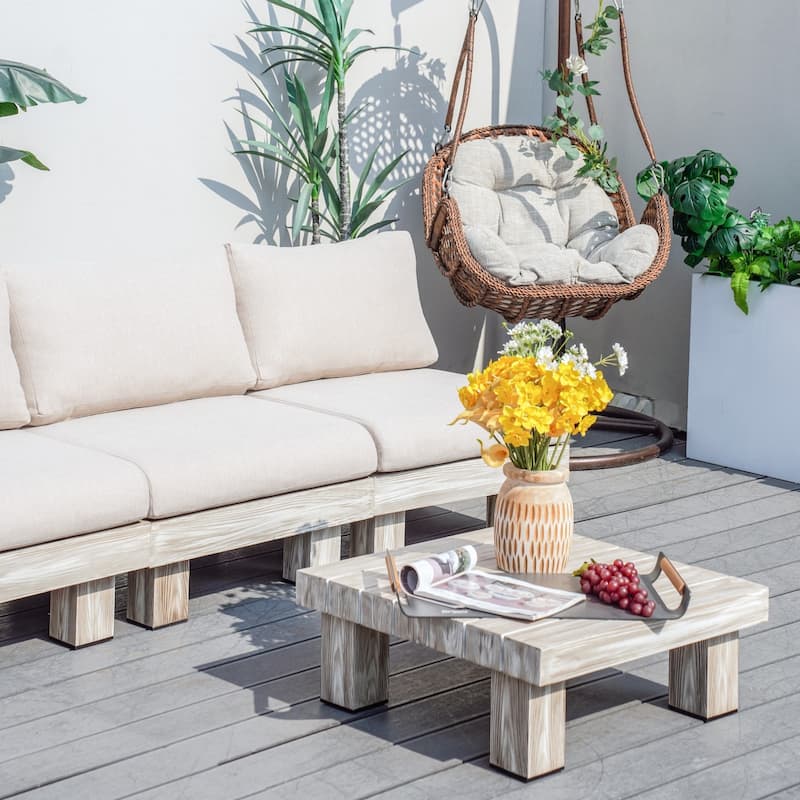 Outdoor Aluminum Conversation Sofa Set with Sponge-filled Cushion