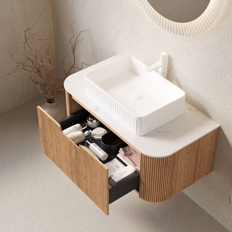 Wall-Mounted Floating Bathroom Vanity with Sink