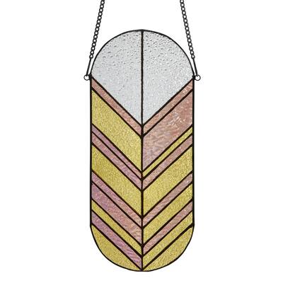 Arrows River of Goods Gold and Pink Stained Glass Vertical Panel