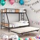 preview thumbnail 2 of 16, Modern Twin over Full Bunk Bed with Wooden Decoration and Safety Guardrail and Convenient Trundle