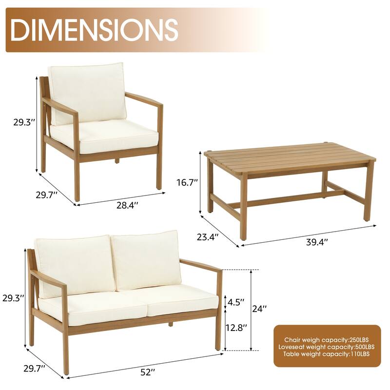 Outdoor 4 Piece Leisure Solid Wooden Chair Set