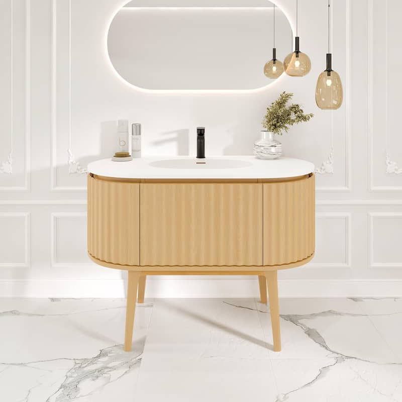 Haven 39"W Oak Freestanding Bath vanity with Integrated Sink