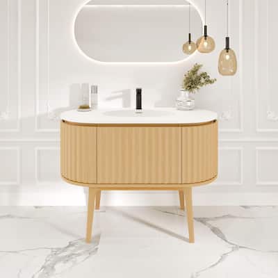 Haven 39"W Oak Freestanding Bath vanity with Integrated Sink