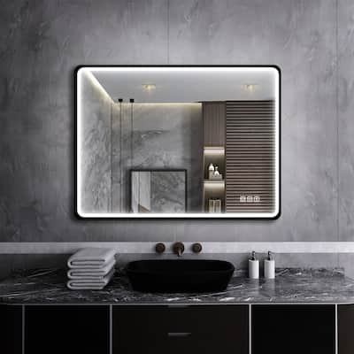 Rectangular Framed Anti-Fog Wall Mounted LED Bathroom Vanity Mirror - 24" x 32"