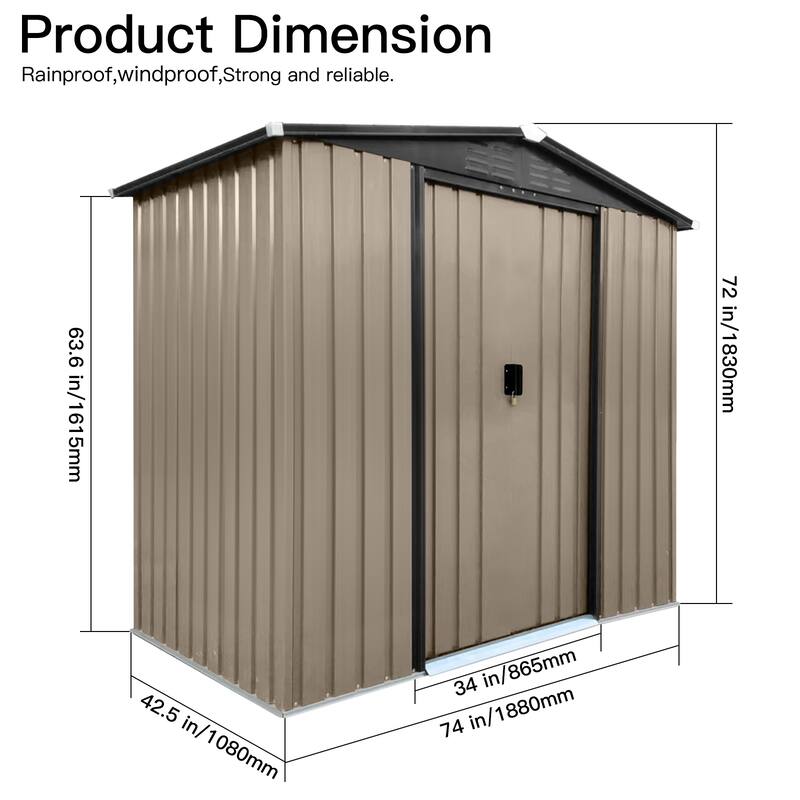 GDFStudio - Harper Mitchell Outdoor Storage Shed 4FTx6FT Apex Roof with Sliding Doors