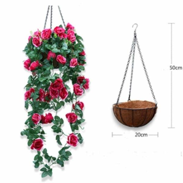 Shop Lopkey Artificial Rose Hanging Basket Decorative Silk Plant