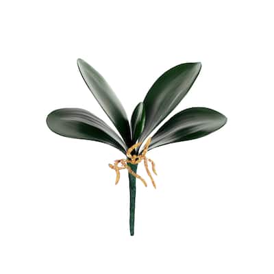 Set of 3 Artificial Phalaenopsis Orchid Leaf Plant Greenery Foliage Spray Branch with Roots 9in - 7" L x 9" W x 2.5" DP