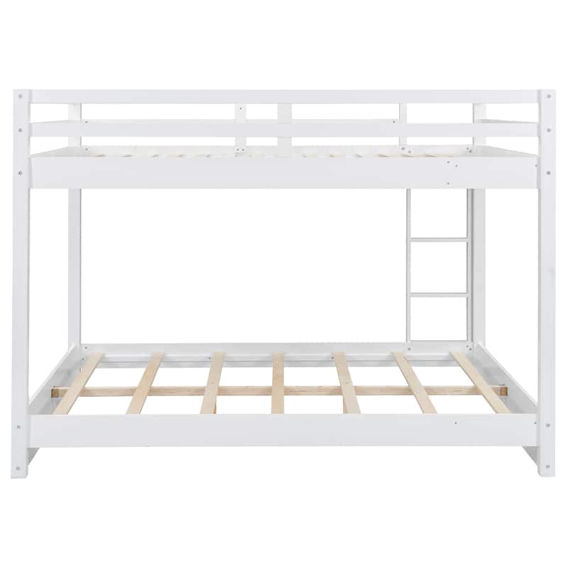 Wood Queen Size Bunk Bed With Ladder,Made Of High-Quality Solid Pine Wood And Mdf With Reliable Construction