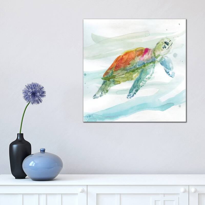 iCanvas "Turtle Tropics I" by Carol Robinson Canvas Print - 18x18x1.5