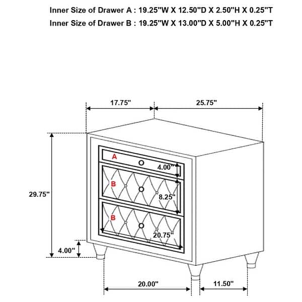 dimension image slide 12 of 18, Antonella 4-Piece Upholstered Tufted Bedroom Set