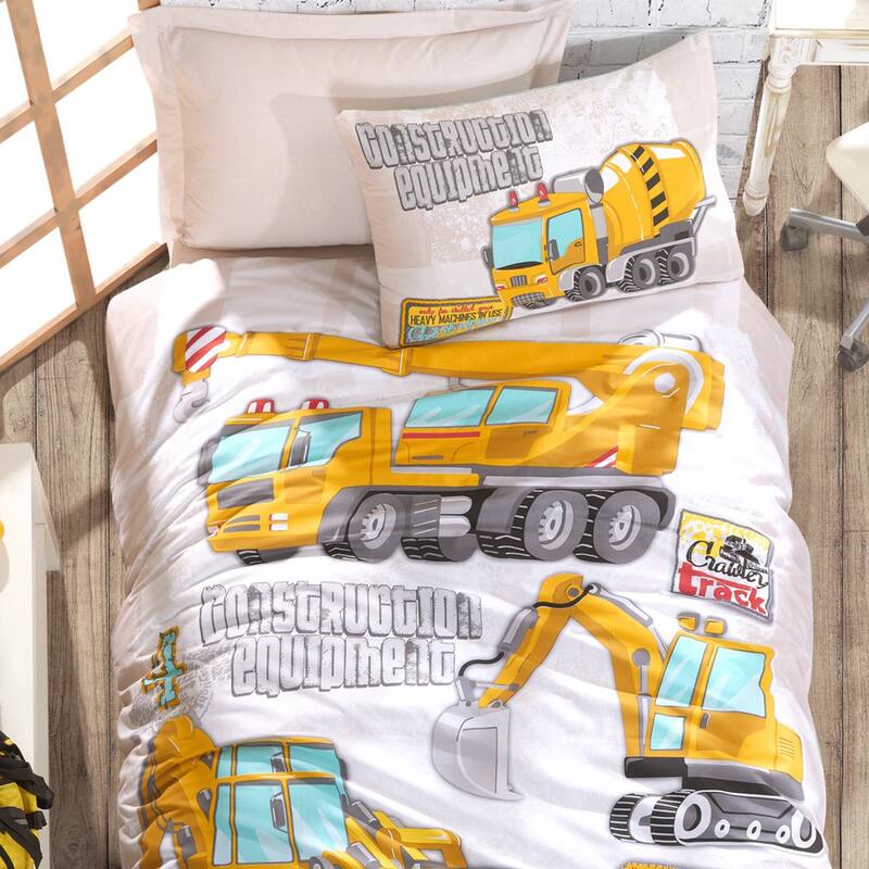 SUSSEXHOME Building White Twin Size Duvet Cover Set | Yellow