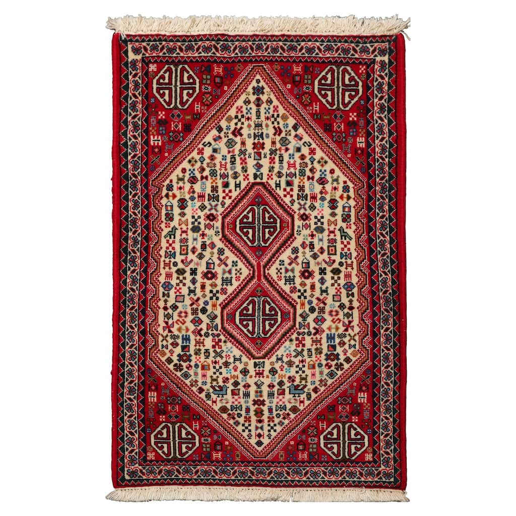 2'5''x4'1'' Hand Knotted Wool Ivory Abadeh Traditional Rug - 2' 5'' x 4' 1''