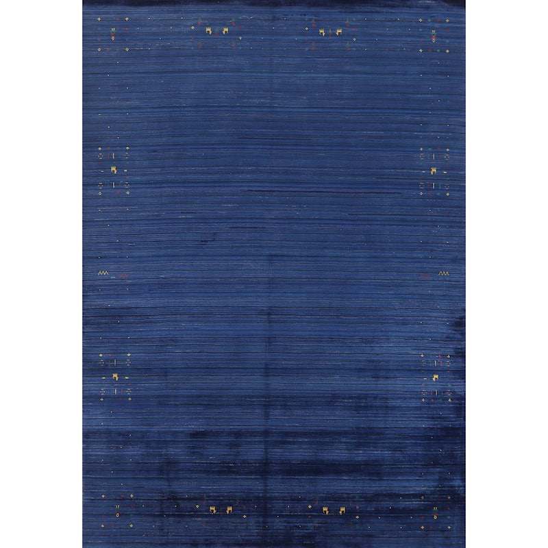 Hand Knotted Oriental 100% Wool Carpet Tribal Tribal Navy Blue & Blues Gabbeh Area Rug - 11' 4'' X 8' 11''