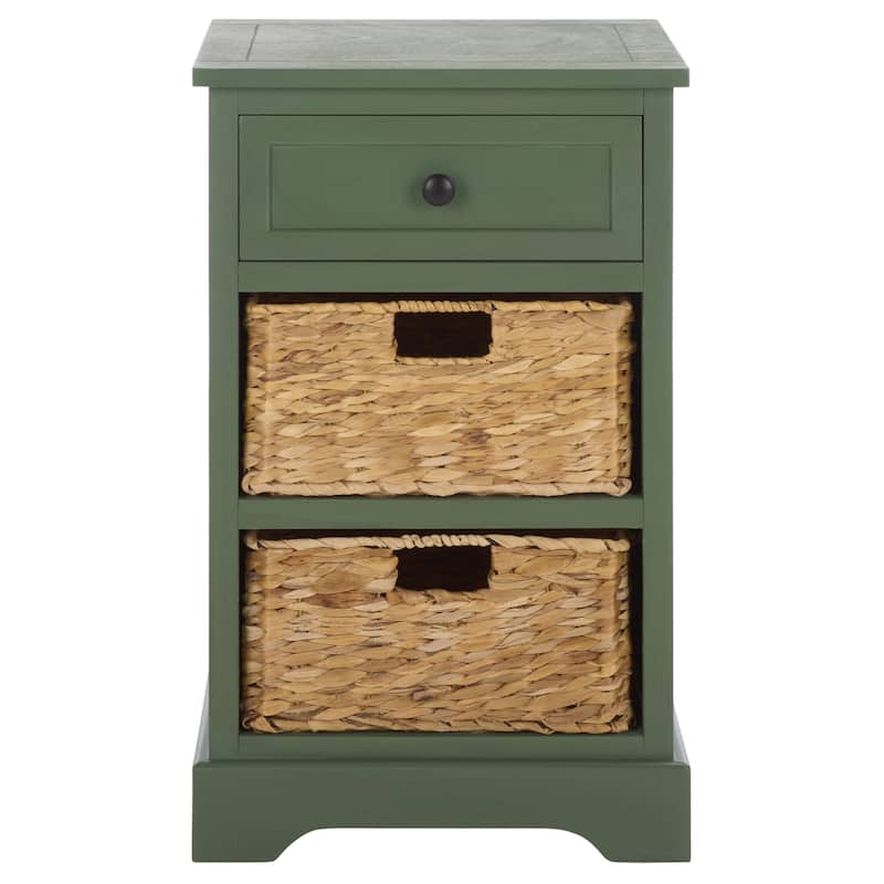SAFAVIEH Alverta Red Storage Side Table - 15.9" x 13" x 27.6" - 16"W x 13"D x 26"H - Dusty Green