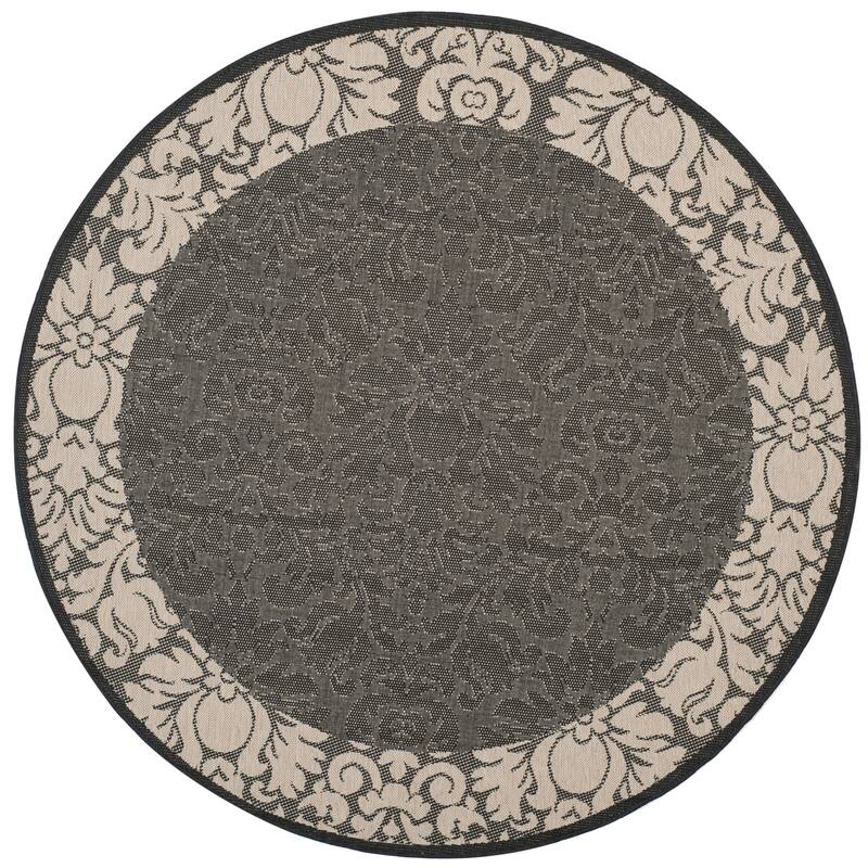 SAFAVIEH, Courtyard Foelke Indoor/ Outdoor Patio Backyard Rug - 6'7" Round - Black/Sand