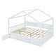 preview thumbnail 4 of 16, Full Wooden House Bed with Shelves and Mini-Cabinet - White/Gray