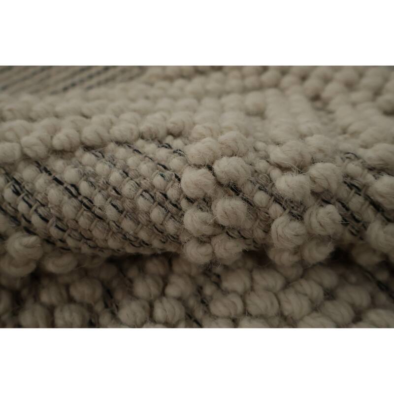 Hand Knotted Oriental 100% Wool Carpet Modern Geometric Beige & Ivories Moroccan Area Rug - 4' 7'' X 2' 11''