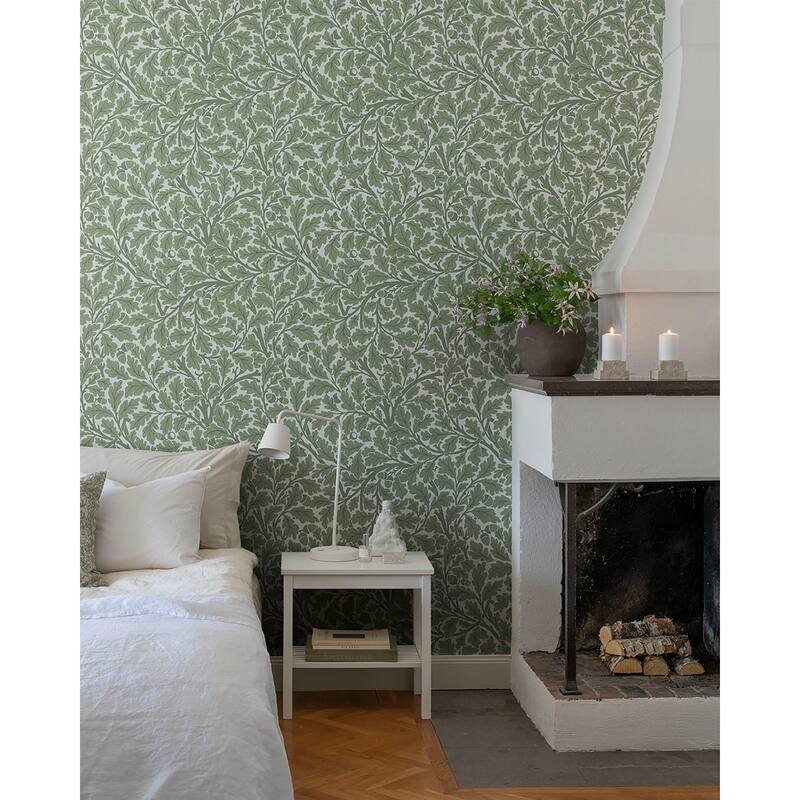 A-Street Prints Oak Tree Green Leaf Wallpaper