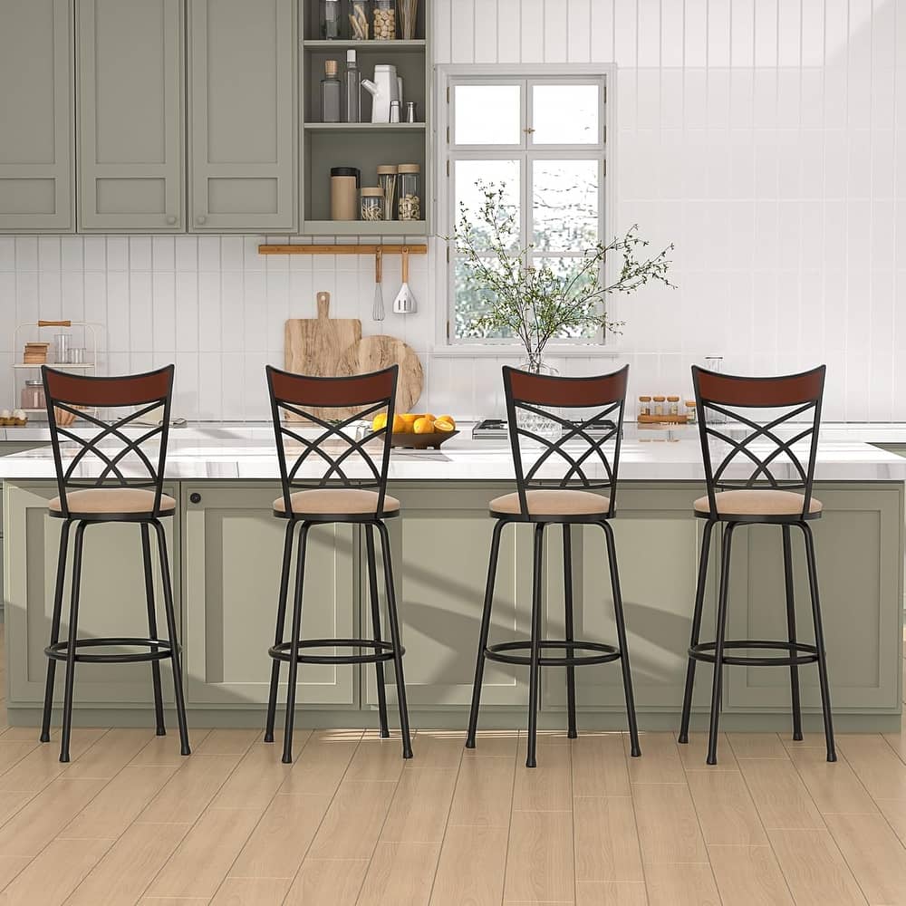 VECELO Counter Height Barstools Adjustable Bar Stools from 39.6-45.5Inch Upholstered Seat Swivel Barstool Set of 2/4/6