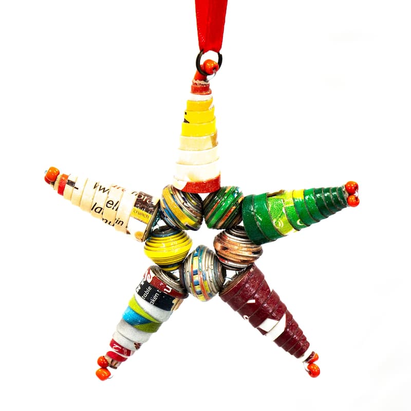 Papier Mache Star Handcrafted Haitian Ornament, Set of 3 - N/A