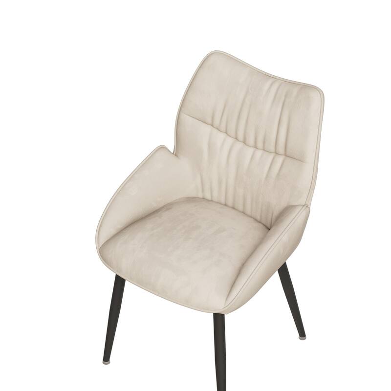 Velvet Upholstered Dining Chair Set of 4, Modern Kitchen Armless Chair with Metal Legs Parsons Chair with Tufted Backrest