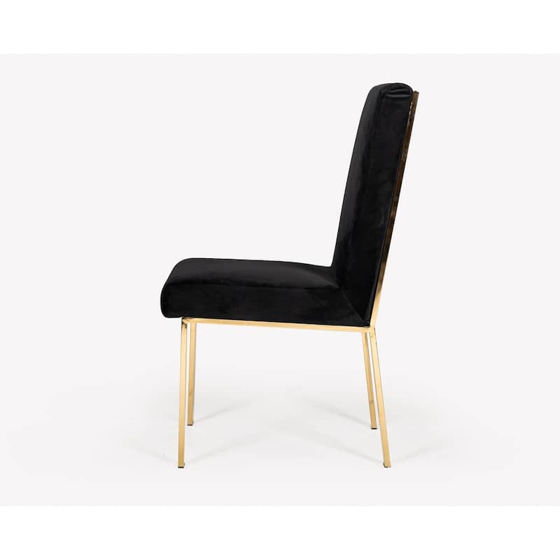 Modrest Reba Modern Black Velvet & Gold Dining Chair (Set of 2)