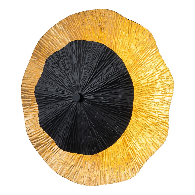 Matte Black & Gold Foil Round Dimmable Integrated LED Wall Sconce - Black