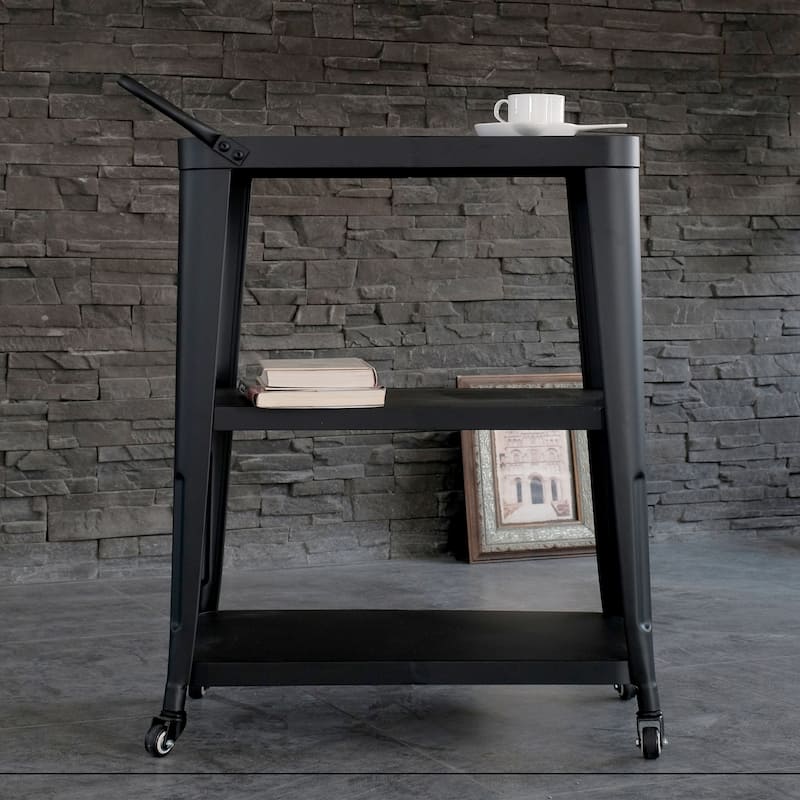 Harold 3-Tiered Industial Mobile Metal Bar/ Dining Cart