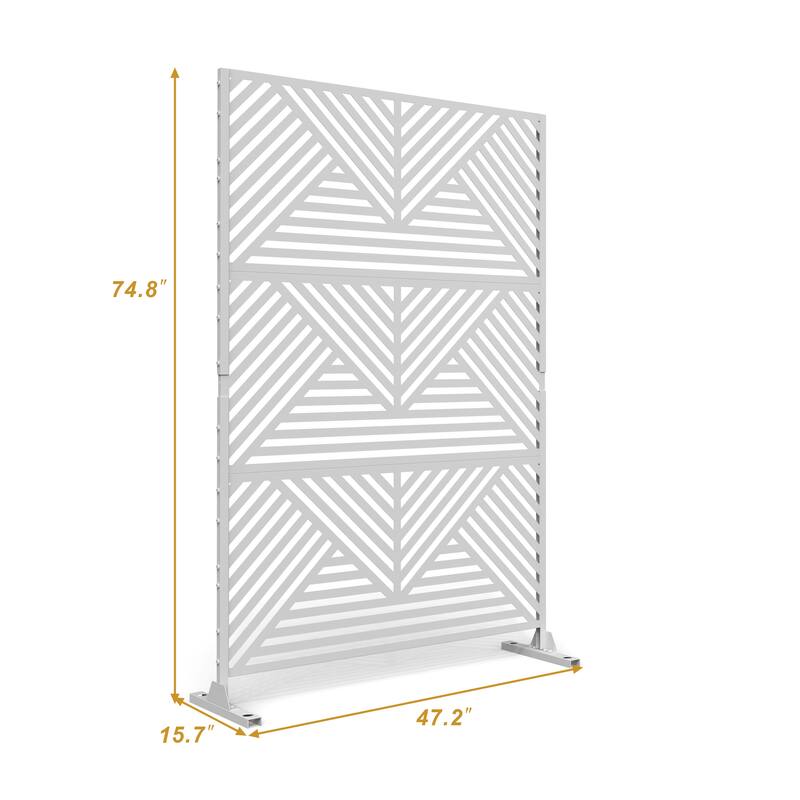 Outdoor 75'' x 47'' Metal Privacy Screen Fence Panel Line Pattern