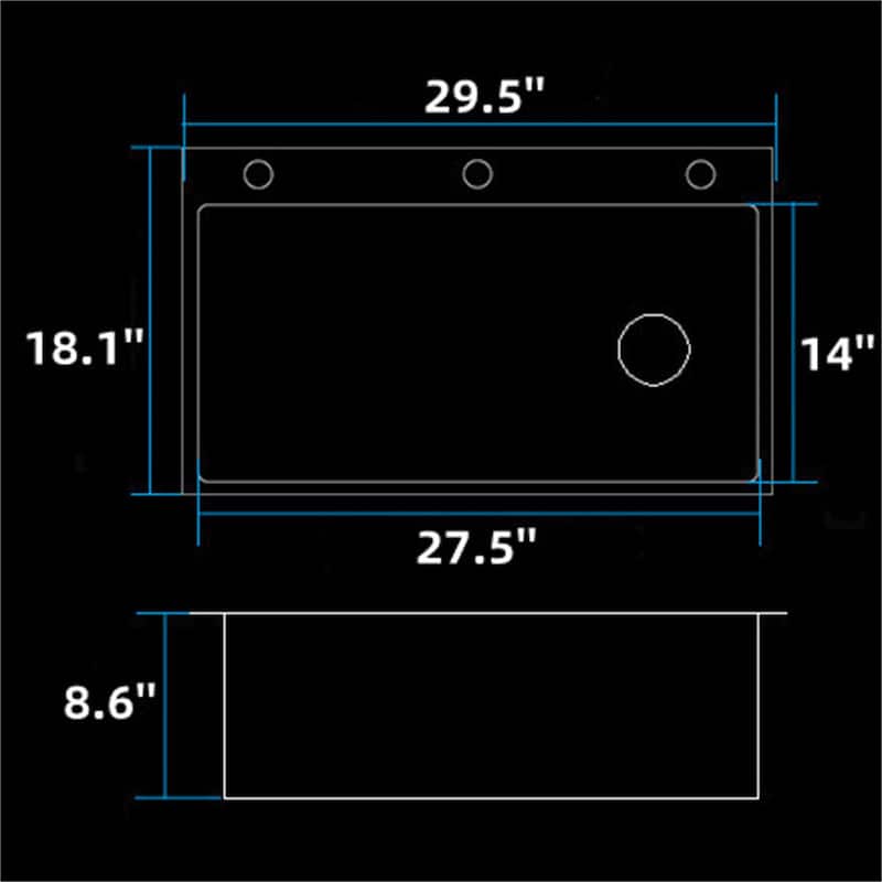 29.5Inch Drop-In Single Sink with Basin and Chopping Board