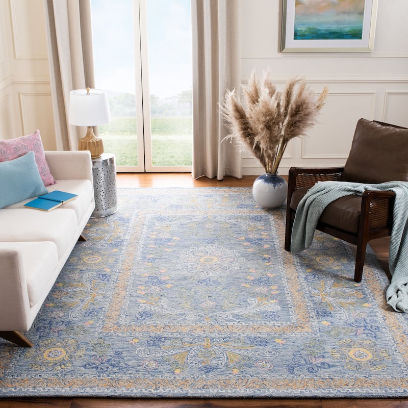 SAFAVIEH Handmade Celedonia Modern Medallion Micro-Loop Wool Area Rug - 9' x 12' - Blue/Green