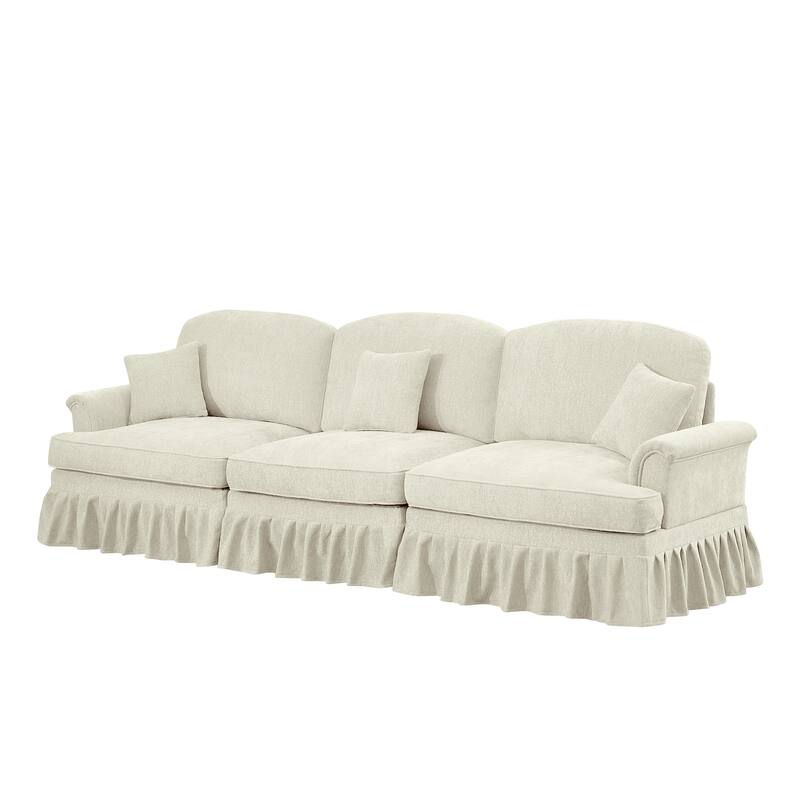 GDFStudio - Elegant Mid Century 3-Seater 107" Chenille Sofa with Flared Arms