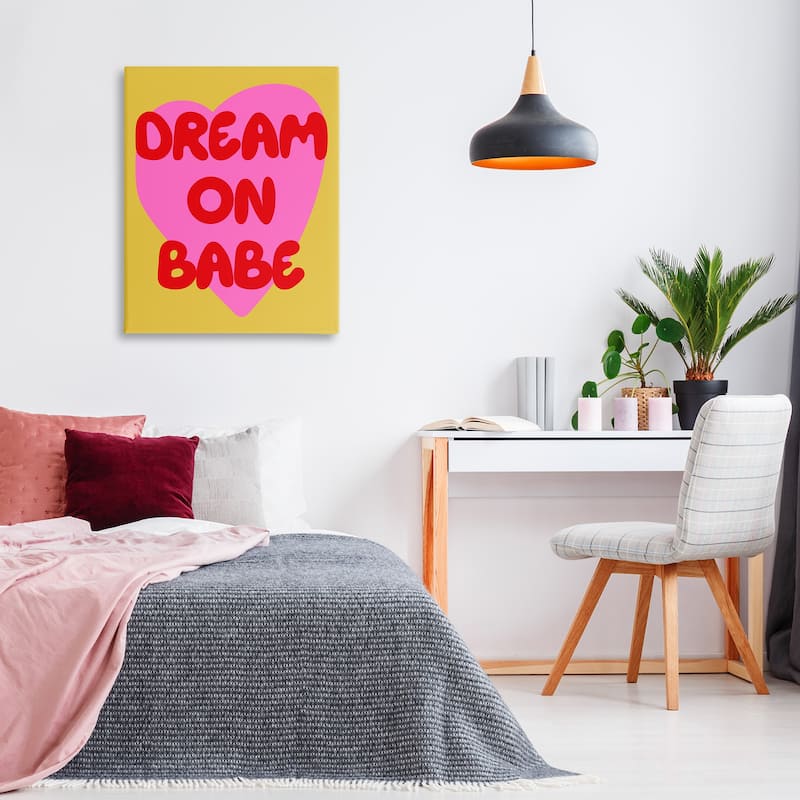 Stupell Dream On Babe on Yellow Canvas Wall Art Design By House of Lulu