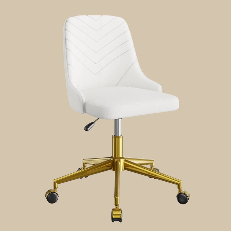 Javlergo Velvet Desk Chair with Height Adjustable Gold Base Swivel Office Chair for Office Living Room Bedroom Make Up