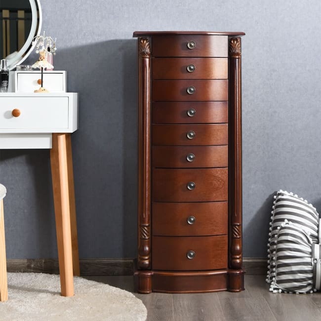 Large Wooden Jewelry Storage Box Organizer - 17" x 12" x 39.5" (L x W x H)